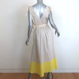 G. Label by goop Colorblock Midi Dress Beige/Yellow Stretch Cotton Size 4