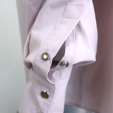 KHAITE The Bea Snap Shirt Pink Cotton Size Medium Long Sleeve Top