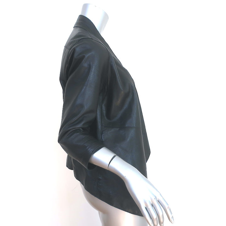 Velvet by Graham &amp; Spencer Draped Leather Jacket Black Size Medium