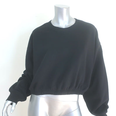 Alo Yoga Devotion Cropped Sweatshirt Black Size Large Crewneck Pullover