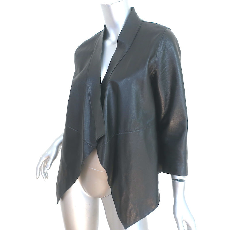 Velvet by Graham &amp; Spencer Draped Leather Jacket Black Size Medium