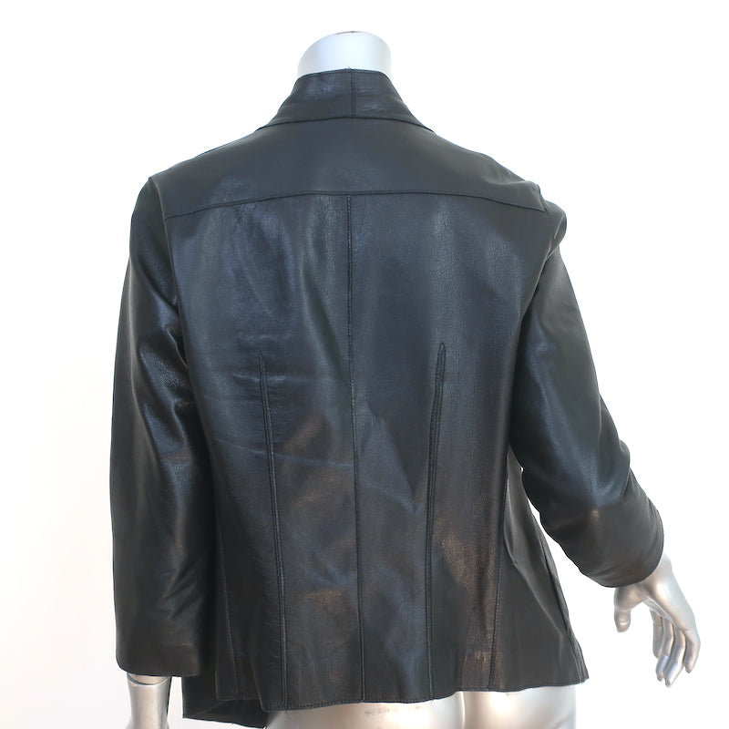 Velvet by Graham &amp; Spencer Draped Leather Jacket Black Size Medium
