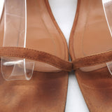 Khaite Georgia Ruched-Strap Kitten Heel Sandals Caramel Suede Size 40.5