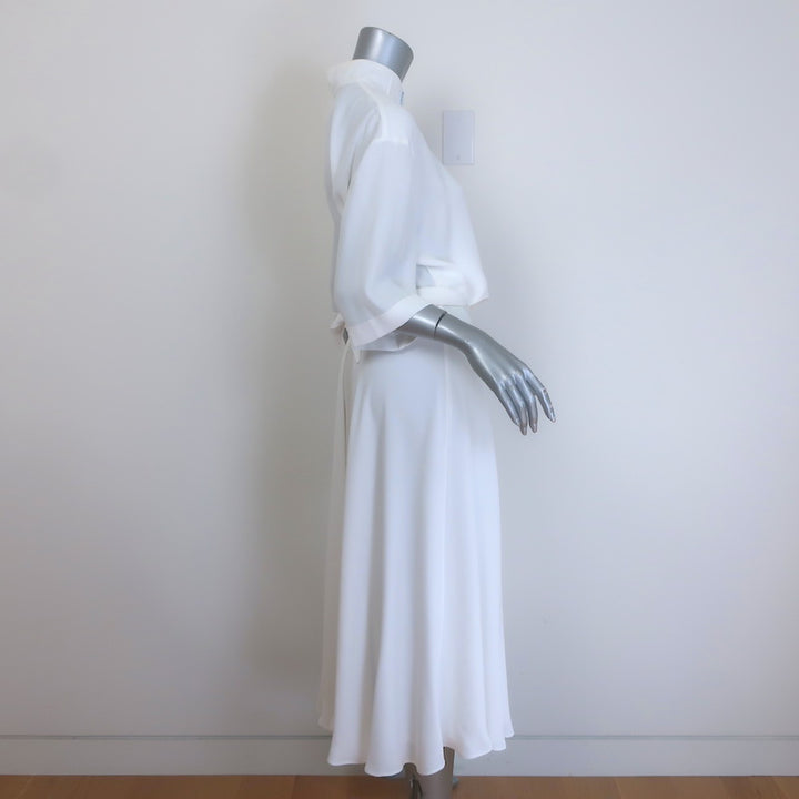 Off-White c/o Virgil Abloh Keyhole Midi Wrap Dress White Crepe Size Large