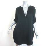 Saint Laurent Keyhole Mini Dress Black Satin Size 38 Short Sleeve Shift