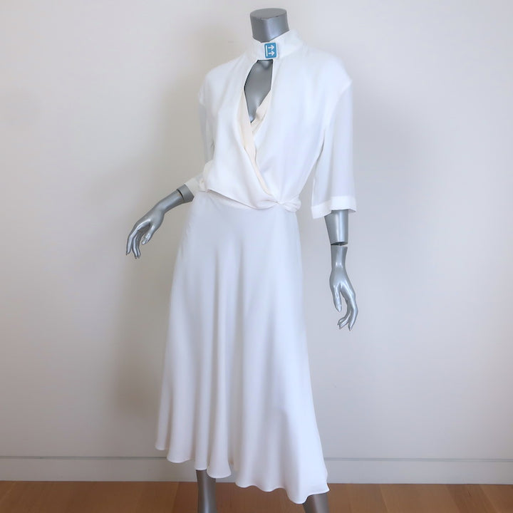 Off-White c/o Virgil Abloh Keyhole Midi Wrap Dress White Crepe Size Large