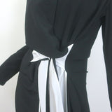 Givenchy Bicolor Tie-Front Shirt Dress Black & White Silk Size 42