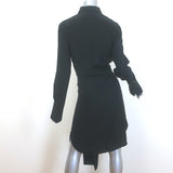 Givenchy Bicolor Tie-Front Shirt Dress Black & White Silk Size 42