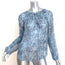 Isabel Marant Etoile Blouse Zinya Blue Printed Chiffon Size 34 Long Sleeve Top