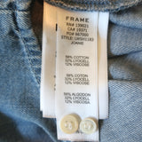 FRAME Joanie Shirred Sleeve Button-Up Top Blue Denim Size Extra Small