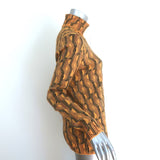 Prada Jacquard Knit Turtleneck Sweater Marigold Stretch Wool Size 42