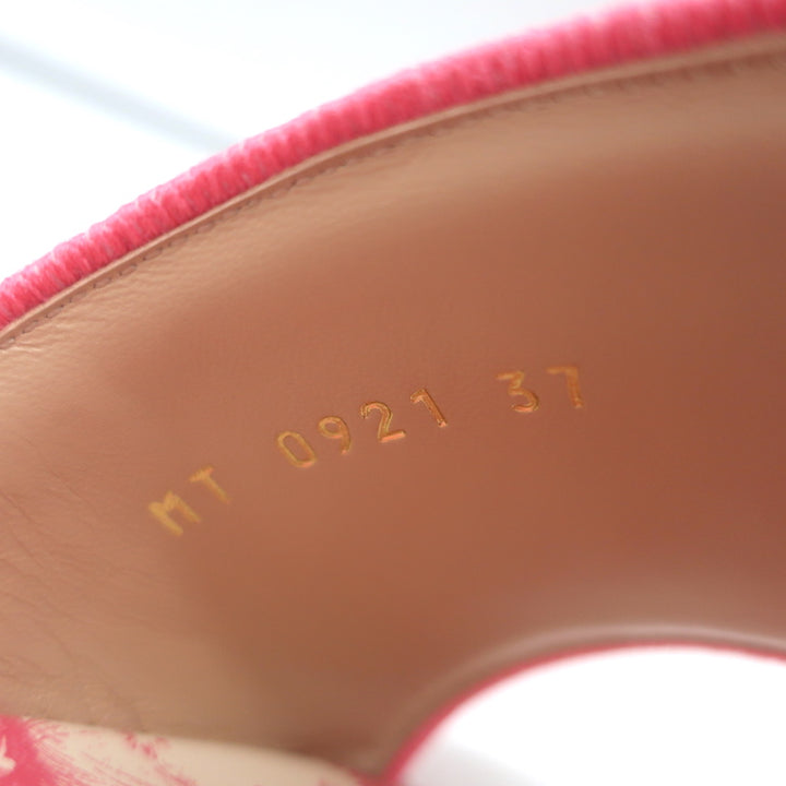 Christian Dior Dway Slides Pink Toile de Jouy Embroidered Canvas Size 37 NEW