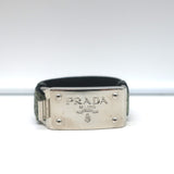 Prada Logo Plaque Bracelet Light Green Lizard Skin Size Medium