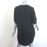 Saint Laurent Keyhole Mini Dress Black Satin Size 38 Short Sleeve Shift