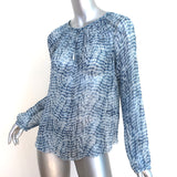 Isabel Marant Etoile Blouse Zinya Blue Printed Chiffon Size 34 Long Sleeve Top