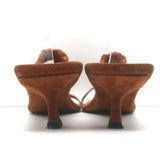 Khaite Georgia Ruched-Strap Kitten Heel Sandals Caramel Suede Size 40.5