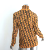 Prada Jacquard Knit Turtleneck Sweater Marigold Stretch Wool Size 42