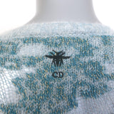 Christian Dior Metallic Floral Sweater Blue/Gray Cashmere-Blend Size US 6 NEW