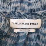 Isabel Marant Etoile Blouse Zinya Blue Printed Chiffon Size 34 Long Sleeve Top