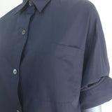 TWP Next Ex Cropped Button Down Shirt Black Cotton Size Extra Small/Small