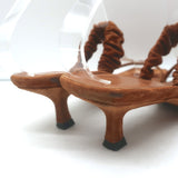 Khaite Georgia Ruched-Strap Kitten Heel Sandals Caramel Suede Size 40.5