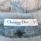 Christian Dior Metallic Floral Sweater Blue/Gray Cashmere-Blend Size US 6 NEW