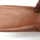 Khaite Georgia Ruched-Strap Kitten Heel Sandals Caramel Suede Size 40.5