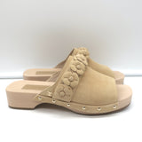 Chanel 22P Camellia Clog Sandals Beige Suede Size 37