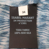 Isabel Marant Etoile Blouse Zinya Blue Printed Chiffon Size 34 Long Sleeve Top