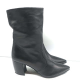 Prada Pointed Toe Short Boots Black Leather Size 38.5