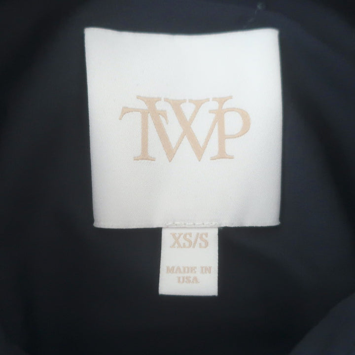 TWP Next Ex Cropped Button Down Shirt Navy Cotton Size Extra Small/Small