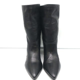 Prada Pointed Toe Short Boots Black Leather Size 38.5