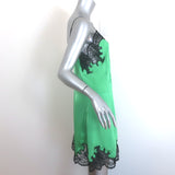 Paco Rabanne Lace-Trim Mini Slip Dress Light Green Pleated Satin Size 42