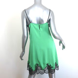 Paco Rabanne Lace-Trim Mini Slip Dress Light Green Pleated Satin Size 42
