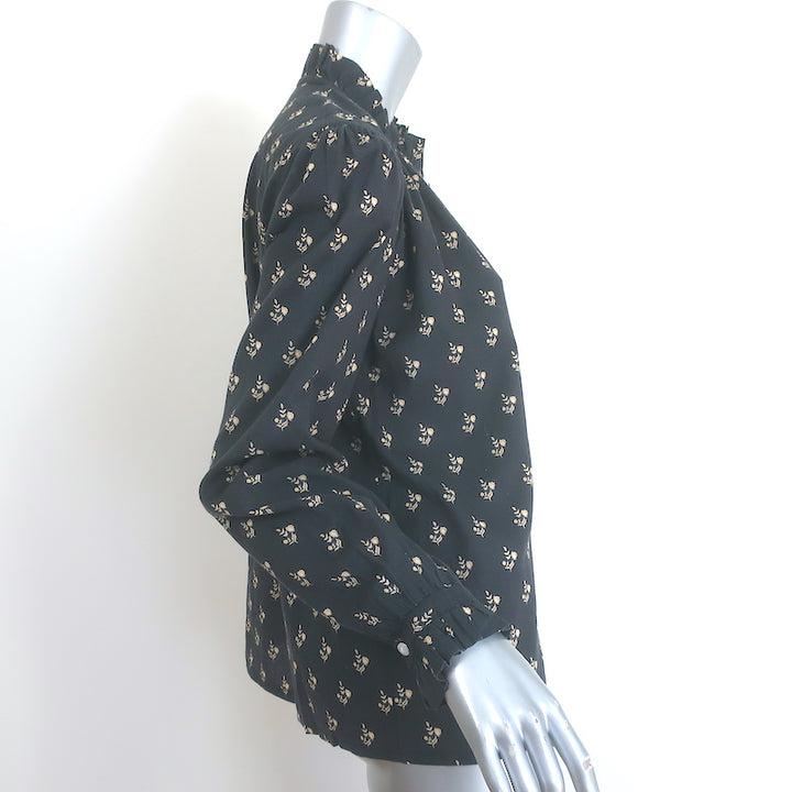 M.A.B.E. Lola Long Sleeve Top Blouse Washed Black Floral Print Size Extra Small