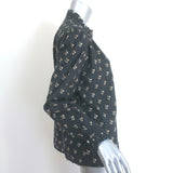 M.A.B.E. Lola Long Sleeve Top Blouse Washed Black Floral Print Size Extra Small