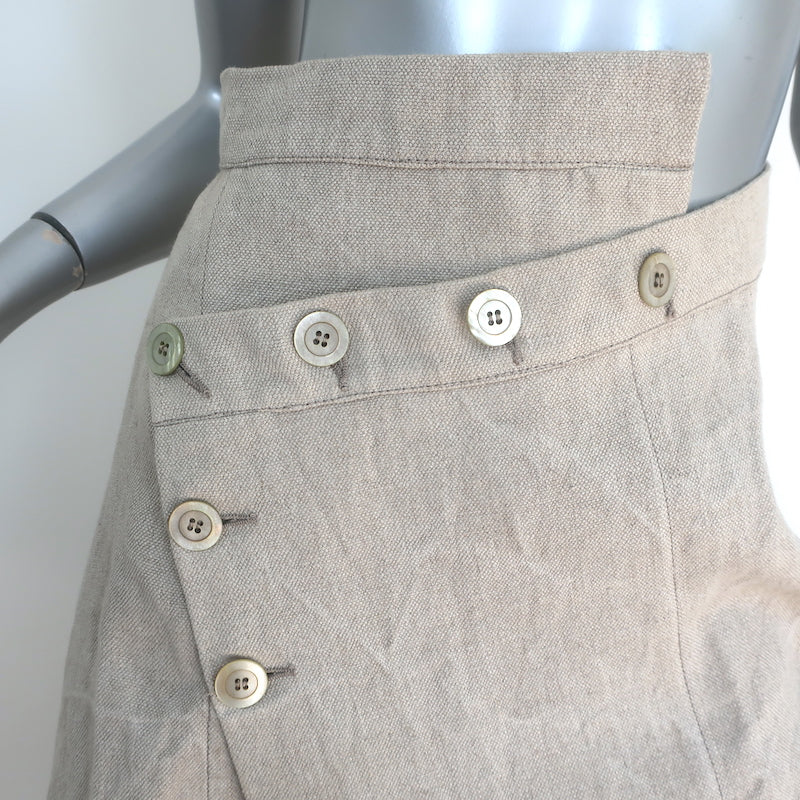 Filipe Faísca Asymmetric Wrap Skirt Beige Linen Size Small