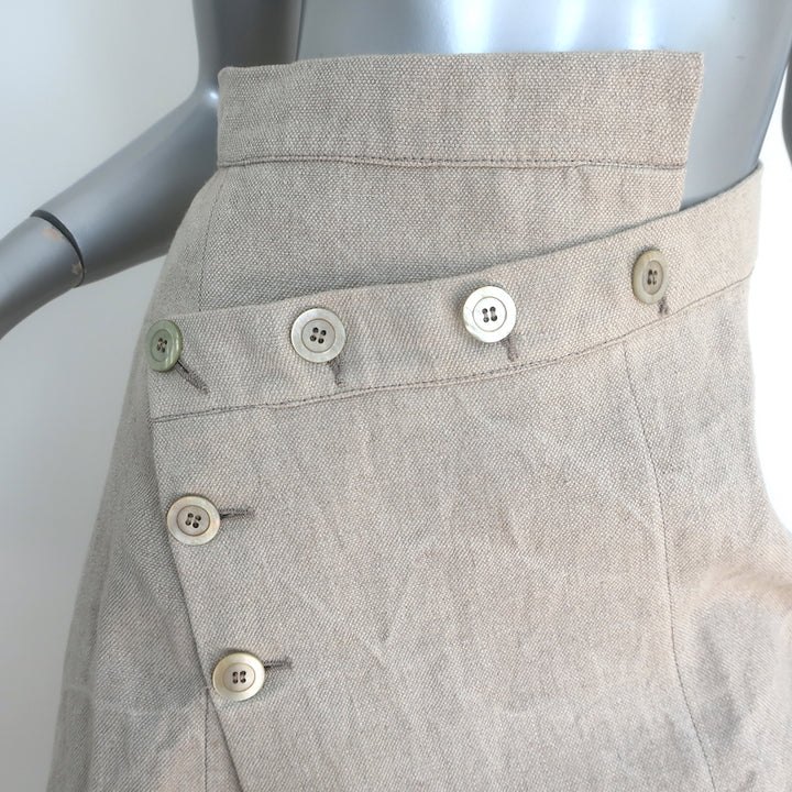 Filipe Faísca Asymmetric Wrap Skirt Beige Linen Size Small
