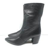 Prada Pointed Toe Short Boots Black Leather Size 38.5