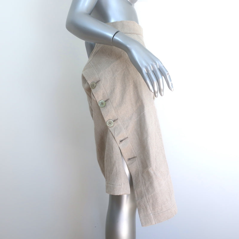 Filipe Faísca Asymmetric Wrap Skirt Beige Linen Size Small