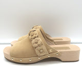 Chanel 22P Camellia Clog Sandals Beige Suede Size 37
