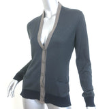 Loro Piana Colorblock Cardigan Dark Gray Cashmere-Silk Size 40 V-Neck Sweater
