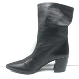 Prada Pointed Toe Short Boots Black Leather Size 38.5
