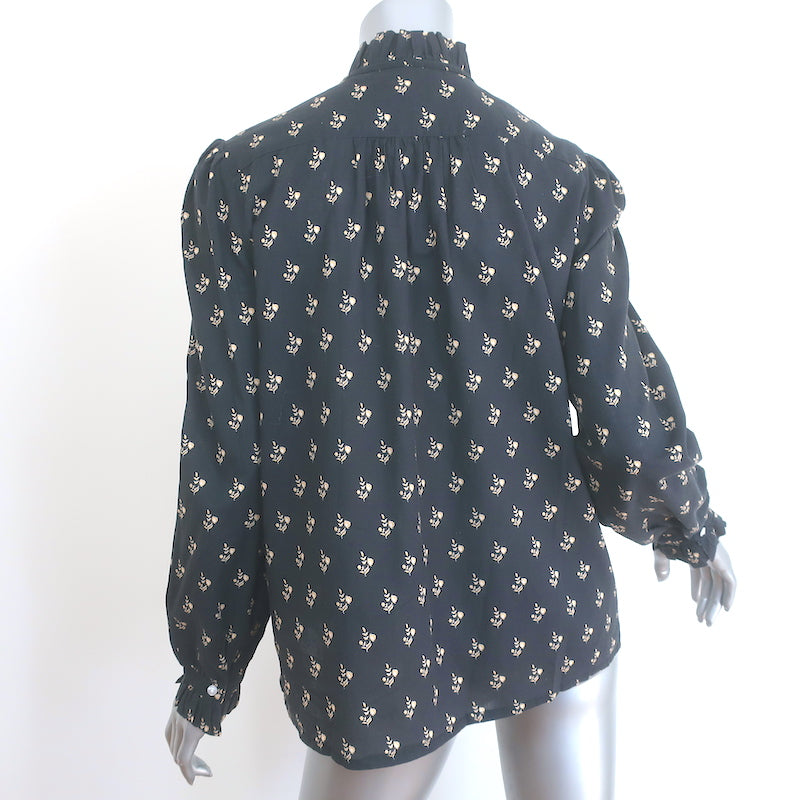 M.A.B.E. Lola Long Sleeve Top Blouse Washed Black Floral Print Size Extra Small