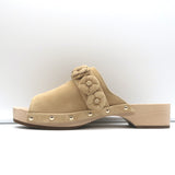Chanel 22P Camellia Clog Sandals Beige Suede Size 37