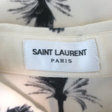Saint Laurent Paradise Shirt Ecru Palm Tree Print Silk Size 40 Short Sleeve Top