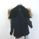 Marni Fur-Trimmed Hooded Mixed Media Coat Black Wool & Nylon Size 46
