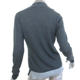 Loro Piana Colorblock Cardigan Dark Gray Cashmere-Silk Size 40 V-Neck Sweater