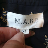 M.A.B.E. Lola Long Sleeve Top Blouse Washed Black Floral Print Size Extra Small