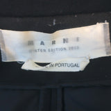 Marni Fur-Trimmed Hooded Mixed Media Coat Black Wool & Nylon Size 46